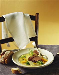 Savoy cabbage soup with pork fillet