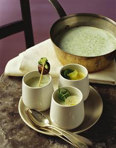 Soup with 3 types of brassicas (broccoli, cauliflower, Brussels sprouts)