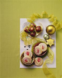 Pineapple chocolate squares & honey biscuits with cherries