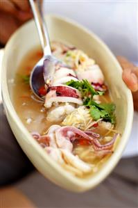 Thai squid soup in chilli and lemon sauce