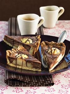 Pear, mocha and hazelnut tart