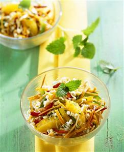 Sprout salad with carrots and oranges