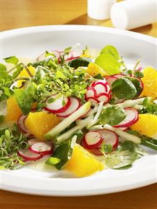 Radish, orange and cress salad