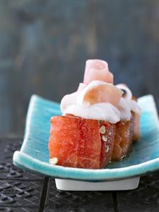 Grilled watermelon and snapper