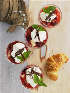 Rum trifle with plums & mascarpone cream & a nut croissant