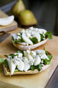 Pear, Stilton and watercress on ciabatta (for toasting)