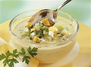 Cold herb soup with egg