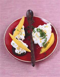 Soft cheese with mango and ginger