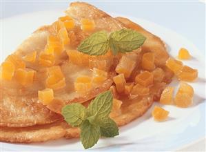 Pancake with bottled apricots