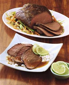 Roast beef, Asian style, and roast beef in red wine