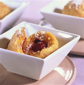 Sweet potato dumpling with cherries