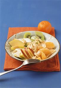 Fruit salad with tofu cream