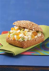 Apricots and mozzarella in bread roll