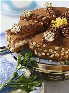 Chocolate mousse gateau with hazelnuts