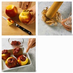 Preparing stuffed baked apples with Marsala