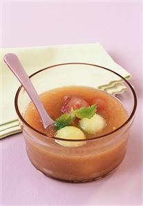 Cold melon soup with lemon balm