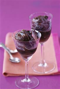 Chocolate sorbet in glasses