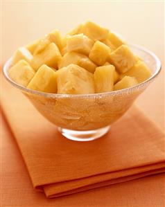 Dessert bowl with fresh pineapple chunks