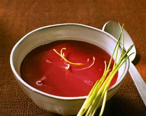 Beetroot soup with wasabi and lemon