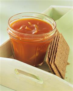 Carrot and lemon jam, beside Finn Crisp crispbread