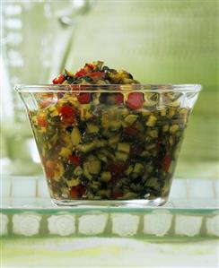 Courgette and pepper jam in a small bowl (1)