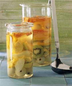 Exotic Rumtopf in preserving jars