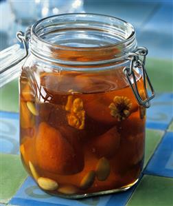 Home-made apricot liqueur