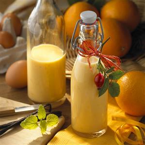 Home-made orange advocaat with vanilla