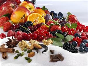 Assorted fruit, spices and sugar