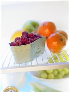 Assorted fruit in fridge