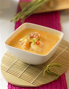 Coconut milk soup with shrimps and chili (Thailand)