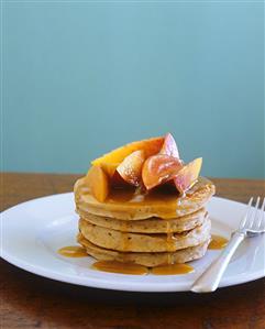 Ricotta pancakes with caramelised nectarines