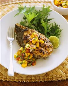 Cod steak with mango salsa