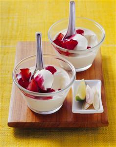 Panna cotta with plums