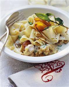 Pappardelle with rabbit ragout in apricot sauce