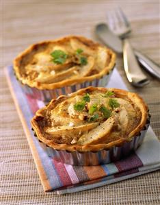 Small pear and Roquefort quiches