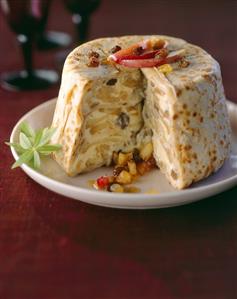 Pancake charlotte with apples and raisins