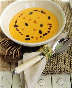 Squash soup and napkin with squash napkin ring