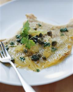 Skate fillet with caper and lemon butter