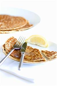 Pancakes with sugar and lemon (for Shrove Tuesday)