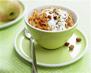 Muesli with fresh raw vegetables