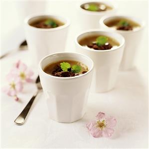 Chocolate mousse with lemon balm