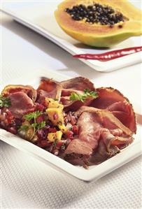 Roast beef with papaya salsa