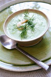 Cold cucumber soup with shrimp