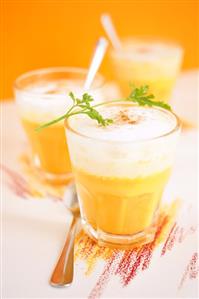 Pumpkin soup with milk froth