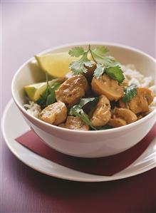 Fried mushrooms on fragrant rice