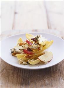 Cheese, apple, walnut and chicory salad