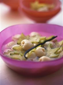 Lychees and star fruits in syrup