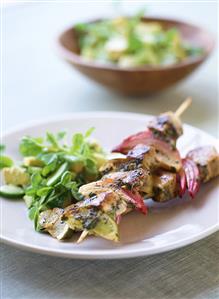 Swordfish and lime kebabs