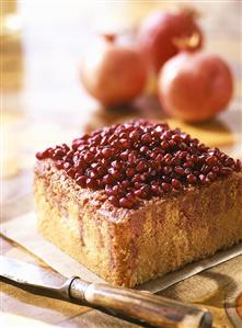 Ginger cake with pomegranate seeds